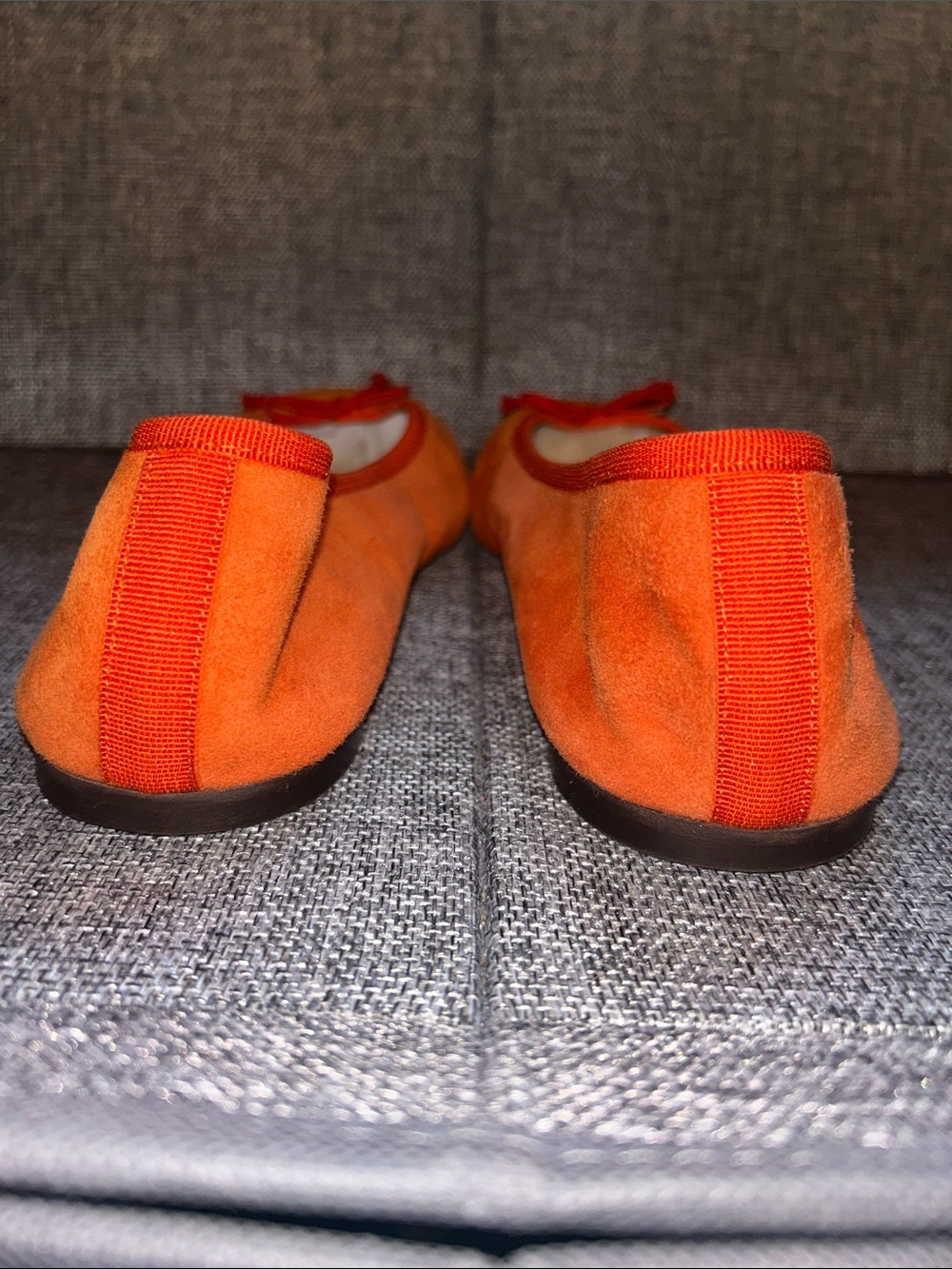 J. Crew Orange Suede Ballet Flats with Red Trim - Picture 4 of 8